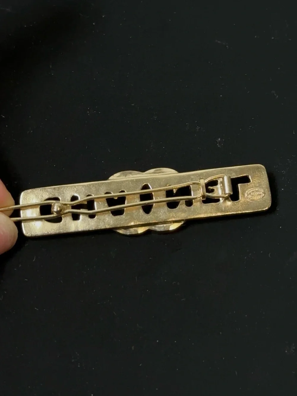 CHANEL Gold Crystal CC Logo Brooch Pin